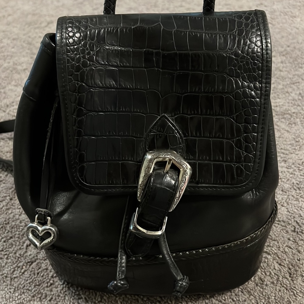 Brighton Black Leather Backpack - image 2